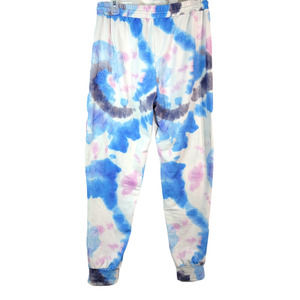 Blue White Tie Dye Pajama Pants Womens Small Soft Comfy Elastic Waist Clouds